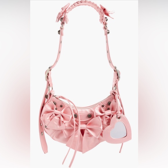 Balenciaga Handbags - Balenciaga Extra Small Le Cagole Satin Bow Pink Shoulder Bag New NWT